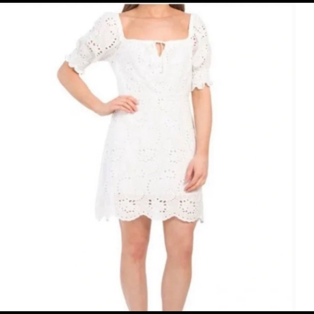 7 For All Mankind White Eyelet Mini Dress